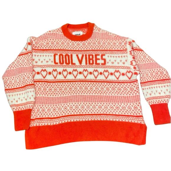 AERIE FURRY OVERSIZED SWEATER COOL VIBES KNITTED SZ M ORANGE BURST COZY WARMTH - Picture 15 of 15